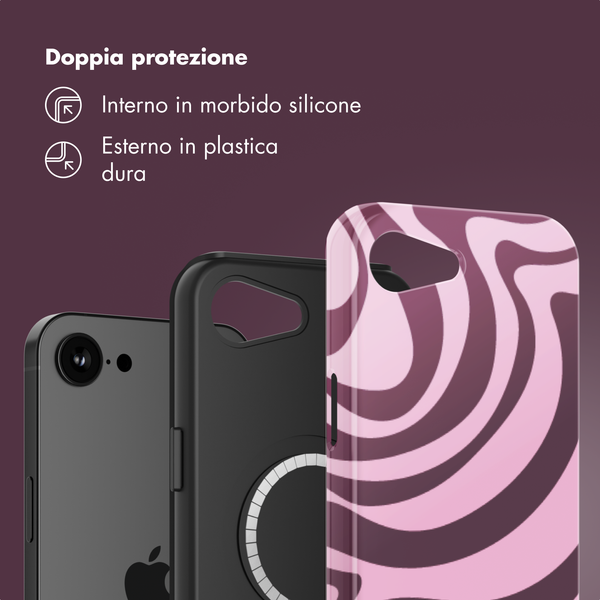 Selencia Cover posteriore Vivid con MagSafe Apple iPhone 17e / 16e - Wavy Swirl Pink Plum