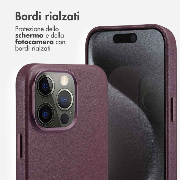 Accezz Cover in Pelle con MagSafe Apple iPhone 15 Pro Max - Heath Purple