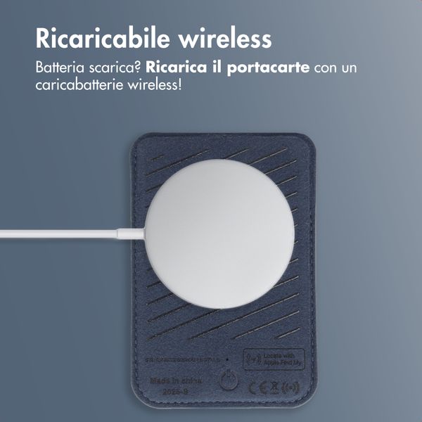 Accezz Portacarte in pelle magnetico - Compatibile con Apple Find My - Nightfall Blue