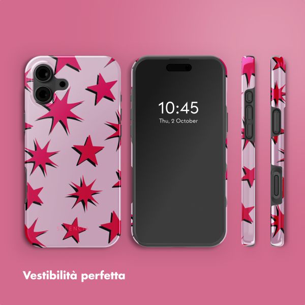 Selencia Cover posteriore Vivid con MagSafe Apple iPhone 16 - Stars Rubine Red Light Pink