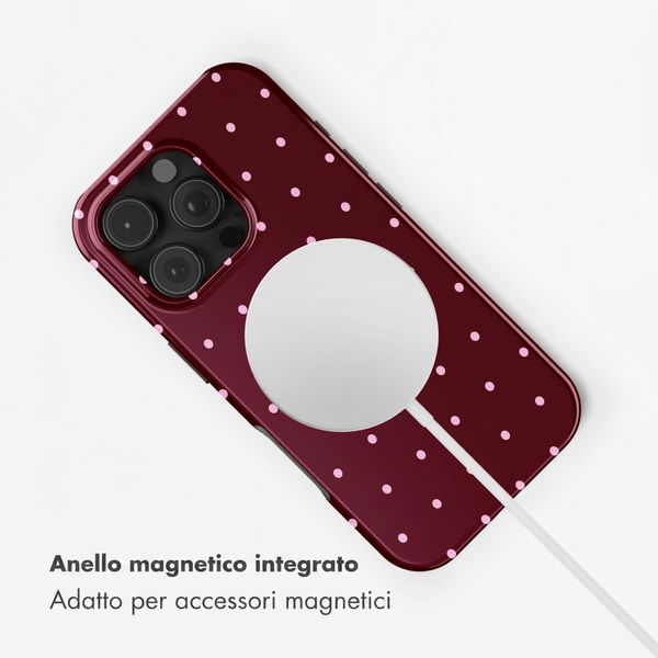 Selencia Cover posteriore Vivid con MagSafe Apple iPhone 16 Pro - Happy Dots Burgundy