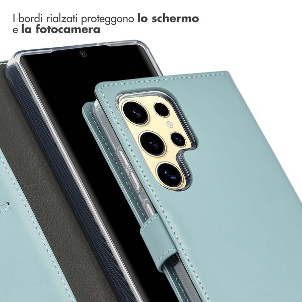 Selencia Cover a libro in vera pelle Samsung Galaxy S25 Ultra - Air Blue