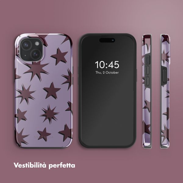 Selencia Cover posteriore Vivid con MagSafe Apple iPhone 15 - Stars Plum Lilac