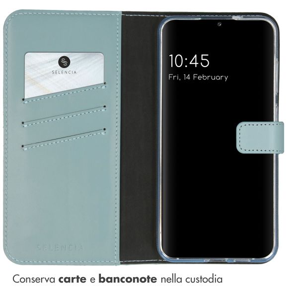 Selencia Cover a libro in vera pelle Samsung Galaxy S24 Plus - Air Blue