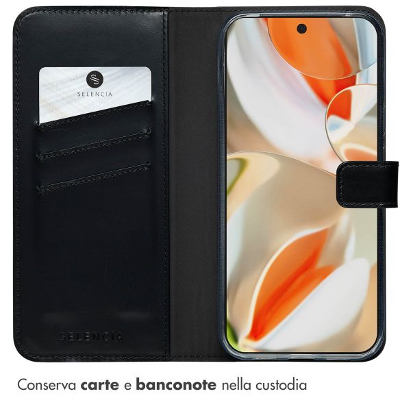 Selencia Cover a libro in vera pelle Google Pixel 10 Pro XL - Nero