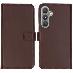 Selencia Cover a libro in vera pelle Samsung Galaxy S24 Plus - Marrone scuro