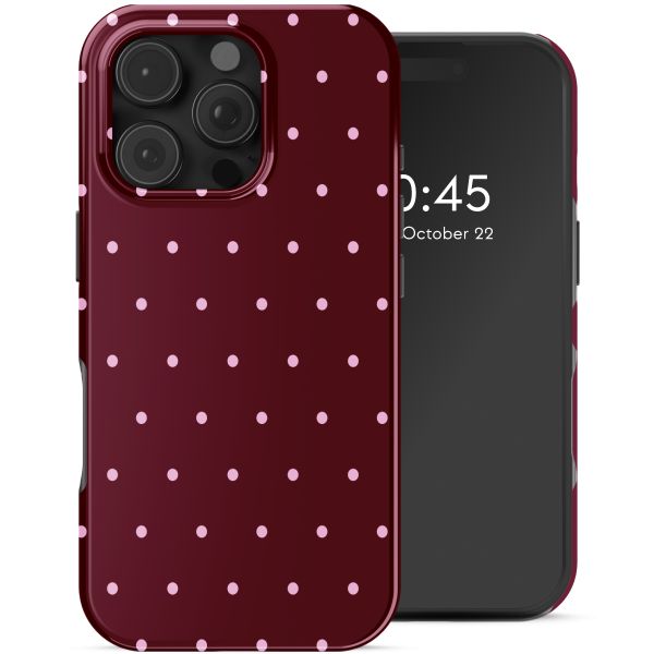 Selencia Vivid Backcover met MagSafe Apple iPhone 16 Pro Max - Happy Dots Burgundy