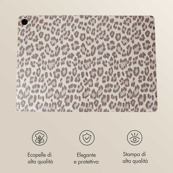Selencia Libreria Sabi con stampa leopardata Samsung Galaxy Tab A11 Plus - Soft Ivory