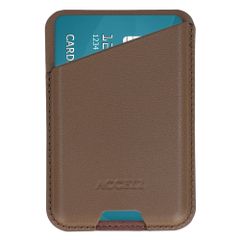 Accezz Portacarte in pelle magnetico - Compatibile con Apple Find My - Coffee Brown