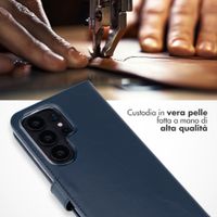 Selencia Cover a libro in vera pelle Samsung Galaxy S26 Ultra - Blu scuro