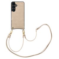 Selencia Cover per telefono Nova Croco con cordino e portacarte Samsung Galaxy S24 - Beige