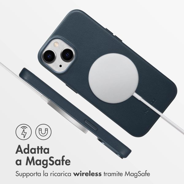 Accezz Cover in Pelle con MagSafe Apple iPhone 14 - Nightfall Blue