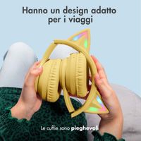 imoshion Cuffie wireless per bambini LED Light Cat Ear - Limitatore di decibel - Con cavo AUX - Giallo