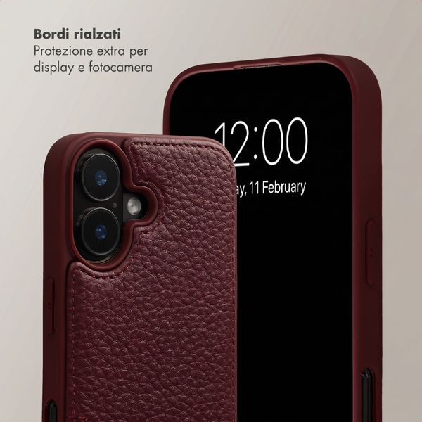 Selencia Cover per telefono Nova con cordino e portacarte Apple iPhone 16 - Bold Burgundy