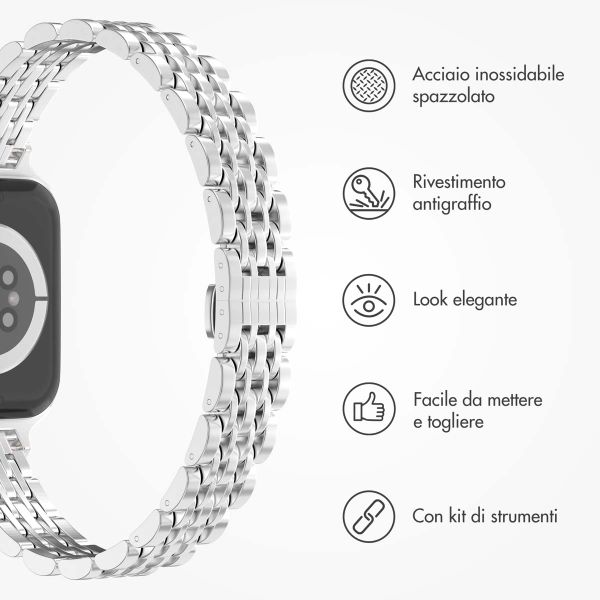 Selencia Cinturino sottile in acciaio ispirato a Jubilee Apple Watch | 38/40/41/42 mm - Argento