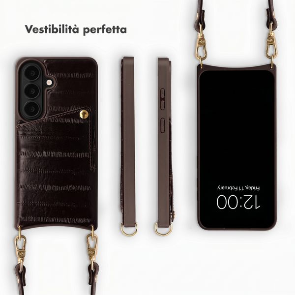 Selencia Nova cover posteriore in vera pelle con portacarte Samsung Galaxy S26 - Dark Chocolate