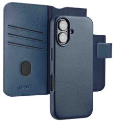 Accezz Cover in pelle 2 in 1 con MagSafe Apple iPhone 16 - Nightfall Blue