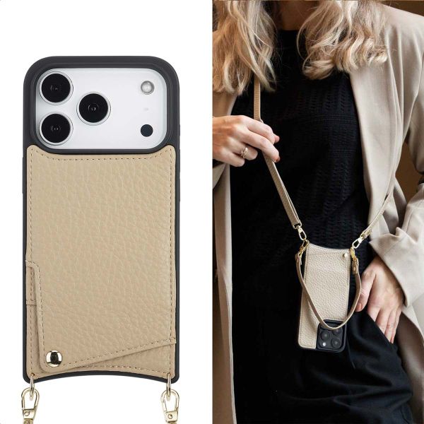 Selencia Cover per telefono Nova con cordino e portacarte Apple iPhone 17 Pro - Beige