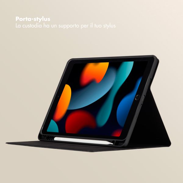 Selencia Libreria Sabi con stampa leopardata Apple iPad 9 (2021) 10.2 pollici / iPad 8 (2020) 10.2 pollici / iPad 7 (2019) 10.2 pollici - Midnight Black