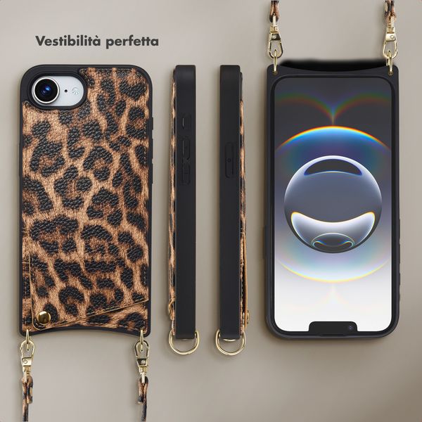 Selencia Cover per telefono Nova con cordino e portacarte Apple iPhone 17e / 16e - Leopard