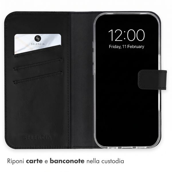 Selencia Cover a libro in vera pelle Apple iPhone 18 Pro Max / 17 Pro Max - Nero