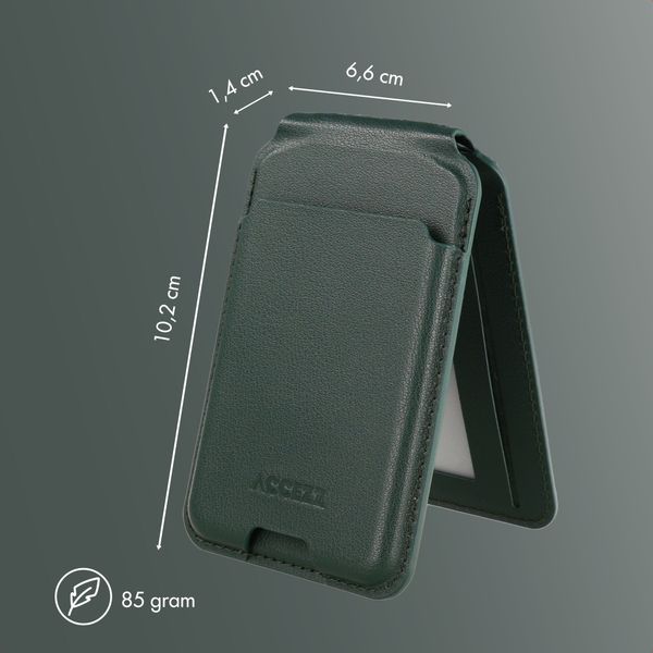Accezz Portafoglio in pelle magnetico con supporto - Compatibile con Apple Find My - Cedar Green