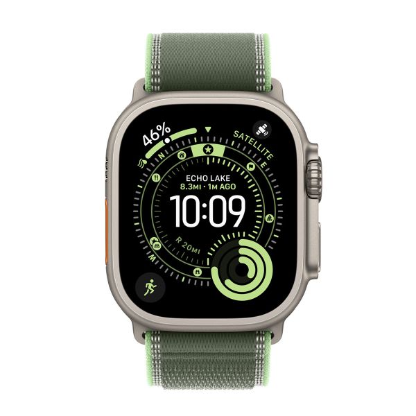 Apple Cinturino Trail Loop Apple Watch | 44/45/46/49 mm - Taglia S/M - Neon / Green Black Titanium