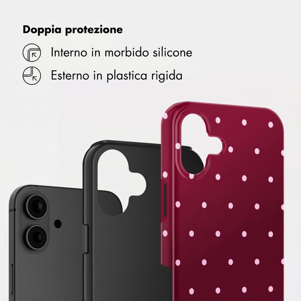 Selencia Vivid Backcover Apple iPhone 16 - Happy Dots Burgundy