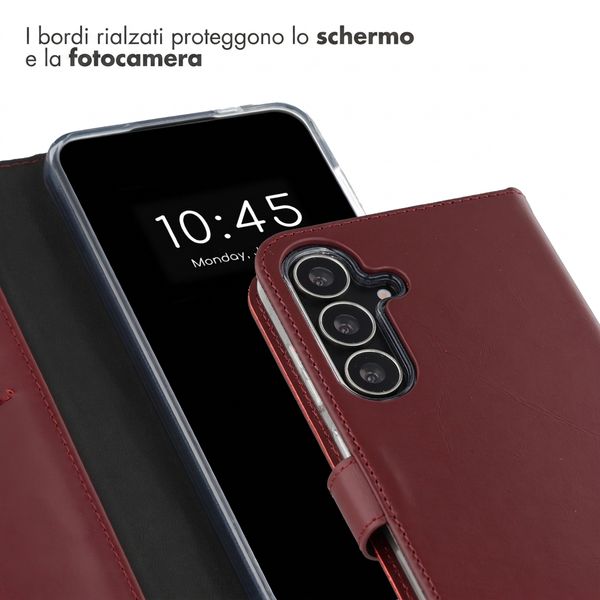 Selencia Cover a libro in vera pelle Samsung Galaxy S25 FE - Burgundy