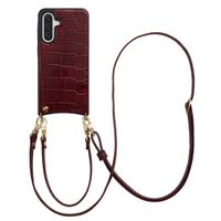 Selencia Cover per telefono Nova Croco con cordino e portacarte Samsung Galaxy A36 - Burgundy