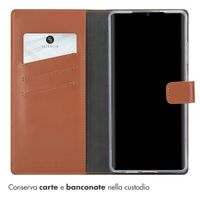 Selencia Cover a libro in vera pelle Samsung Galaxy S25 Ultra - Marrone chiaro