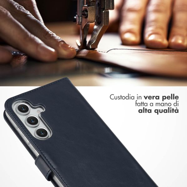 Selencia Cover a libro in vera pelle Samsung Galaxy S25 FE - Blu