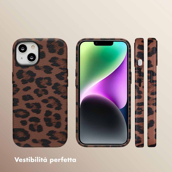 Selencia Cover Sabi Stampa pantera con MagSafe Apple iPhone 14 - Mocha Brown