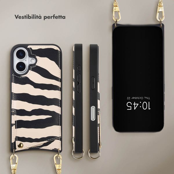 Selencia Cover per telefono Nova con cordino e portacarte Apple iPhone 17 - Zazzy Zebra