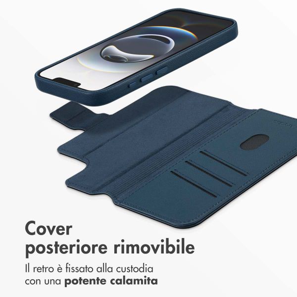 Accezz Cover in pelle 2 in 1 con MagSafe Apple iPhone 17e / 16e - Nightfall Blue