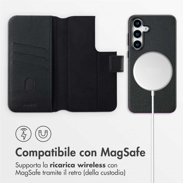 Accezz Cover in pelle 2 in 1 con MagSafe Samsung Galaxy S25 Plus - Onyx Black