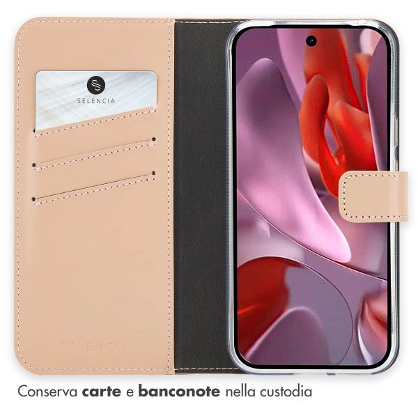Selencia Cover a libro in vera pelle Google Pixel 9A - Dusty Pink