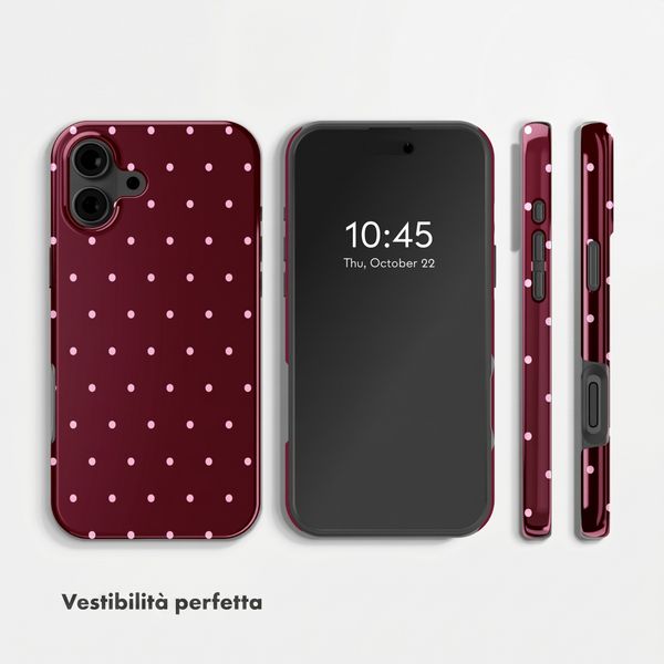 Selencia Vivid Backcover Apple iPhone 16 - Happy Dots Burgundy