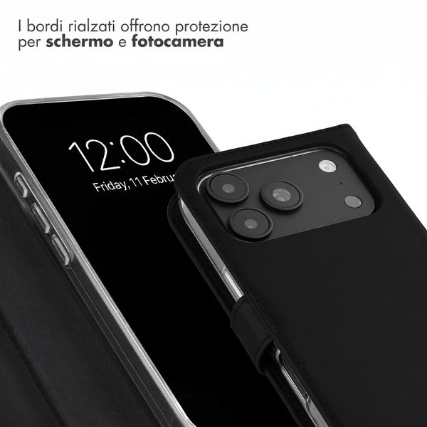 Selencia Cover a libro in vera pelle Apple iPhone 18 Pro / 17 Pro - Nero