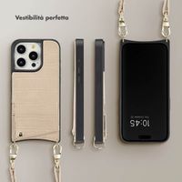 Selencia Cover per telefono Nova Croco con cordino e portacarte Apple iPhone 15 Pro - Beige