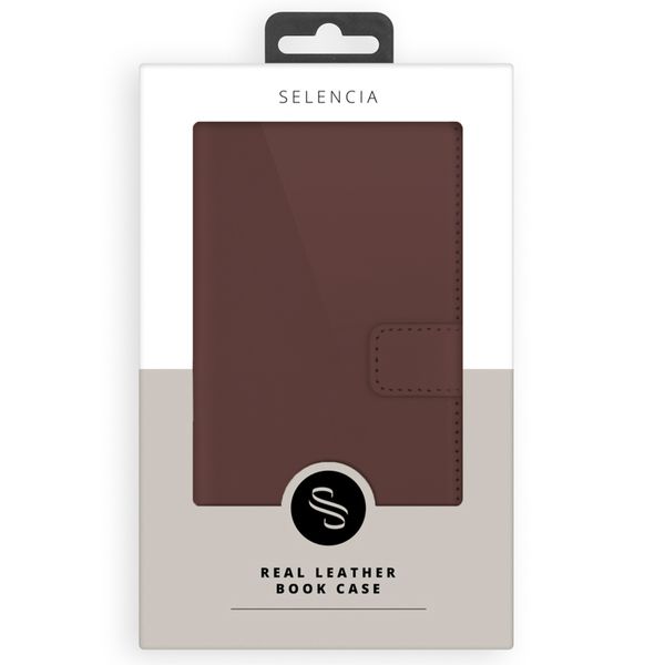 Selencia Cover a libro in vera pelle Samsung Galaxy S24 - Marrone scuro