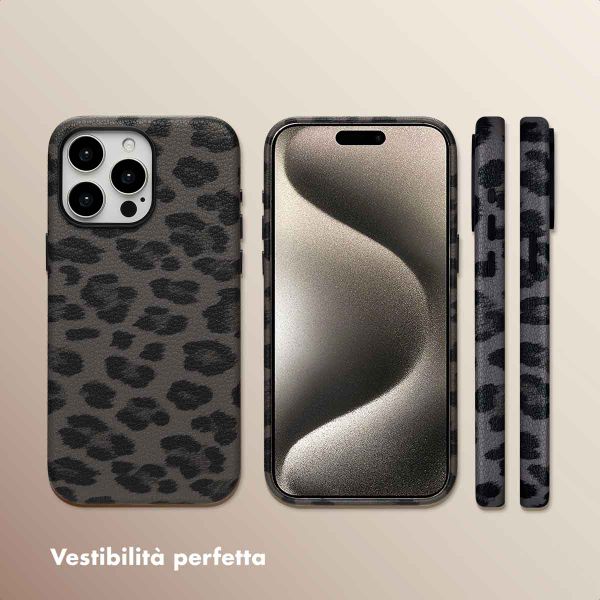 Selencia Cover Sabi Stampa pantera con MagSafe Apple iPhone 15 Pro Max - Midnight Black