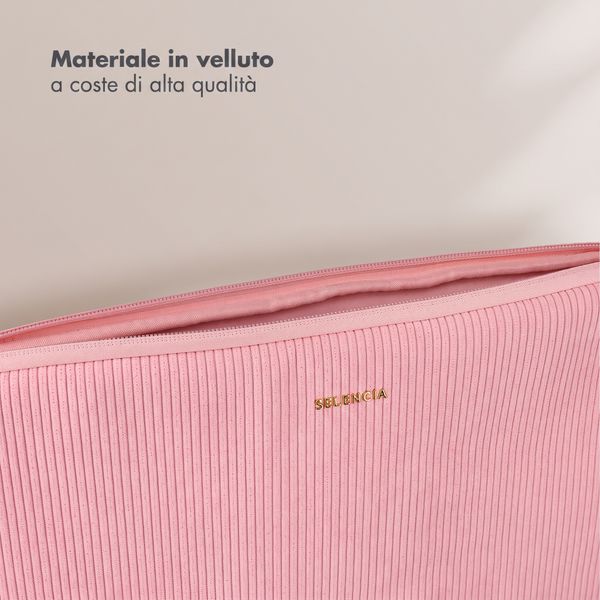 Selencia Cover per laptop in velluto a coste 13-14 pollici - Sleeve per laptop - Soft Blush