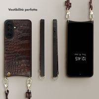 Selencia Cover per telefono Nova Croco con cordino e portacarte Samsung Galaxy A37 (5G) - Choco Brown