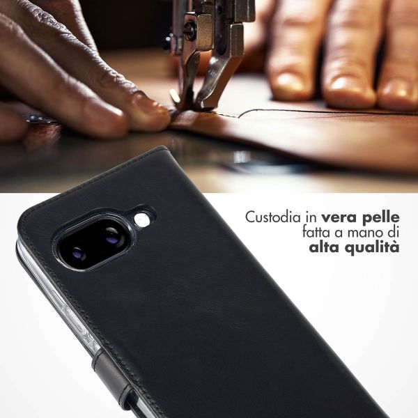Selencia Cover a libro in vera pelle Google Pixel 9A - Nero