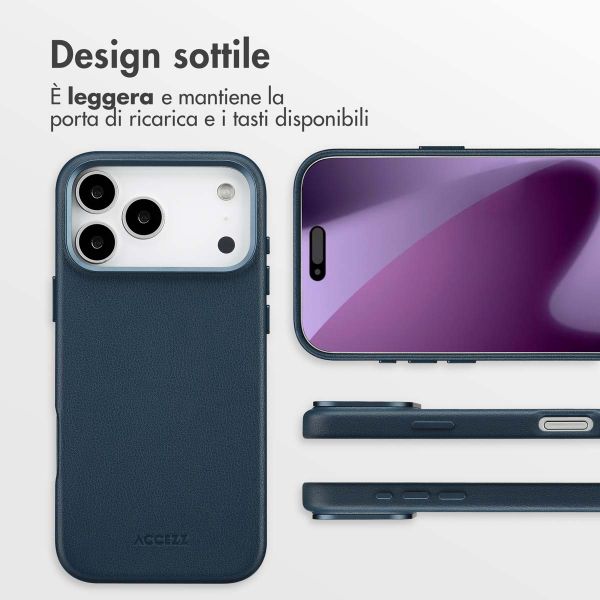 Accezz Cover in Pelle con MagSafe Apple iPhone 17 Pro Max - Nightfall Blue
