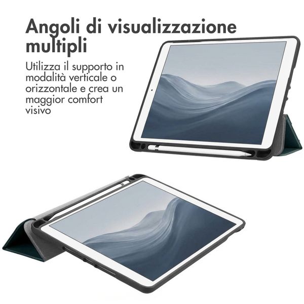 imoshion Cover a libro Trifold Apple iPad 6 (2018) 9.7 pollici / iPad 5 (2017) 9.7 pollici / Air 2 (2014)/Air 1 (2013) - Verde scuro