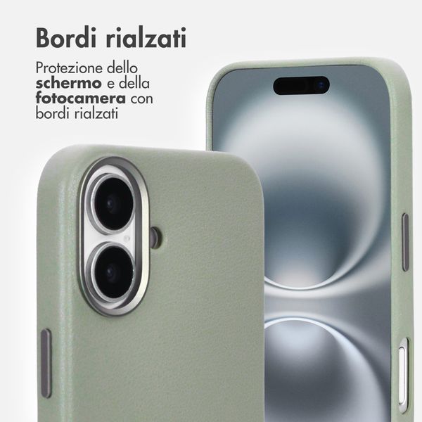 Accezz Cover in Pelle con MagSafe Apple iPhone 16 - Light Grey