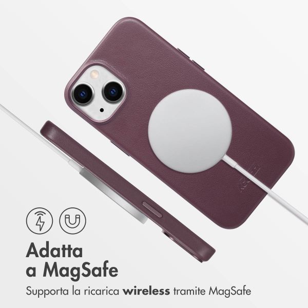 Accezz Cover in Pelle con MagSafe Apple iPhone 14 - Heath Purple