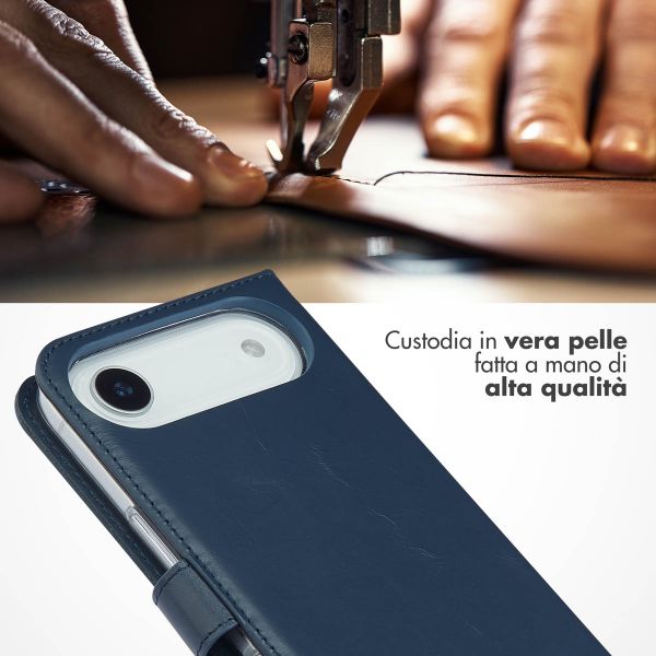 Selencia Cover a libro in vera pelle Apple iPhone Air - Blu